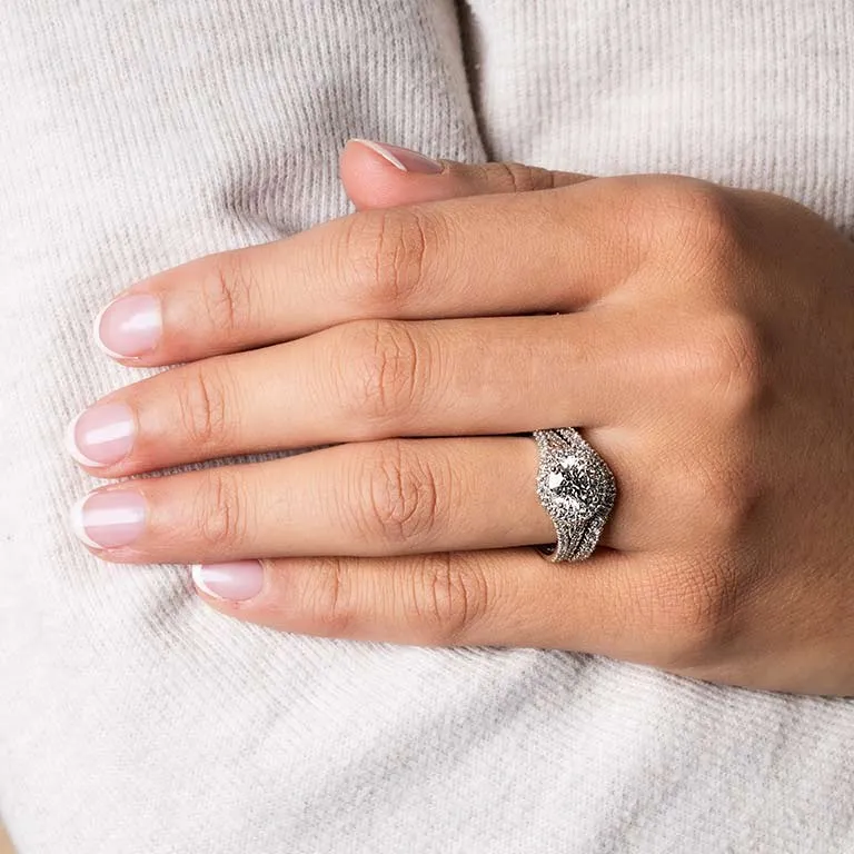 White Gold Diamond Trinity Knot Engagement & Wedding Ring Set Photo 2 