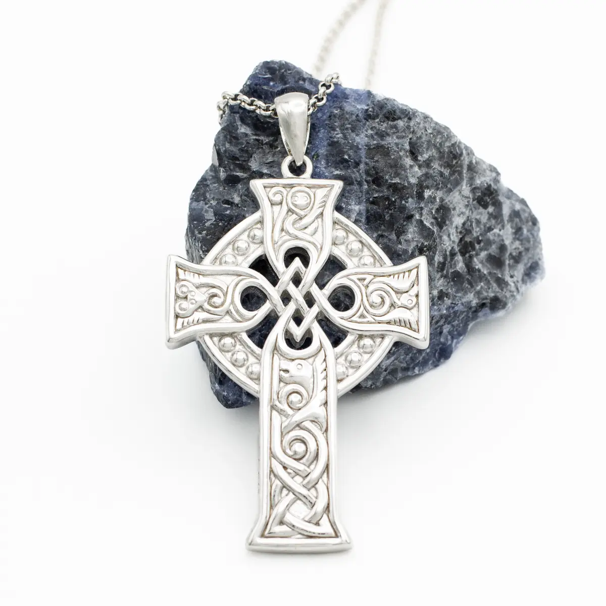 Sterling Silver Large Celtic Cross Four Apostles Pendant Photo 4 