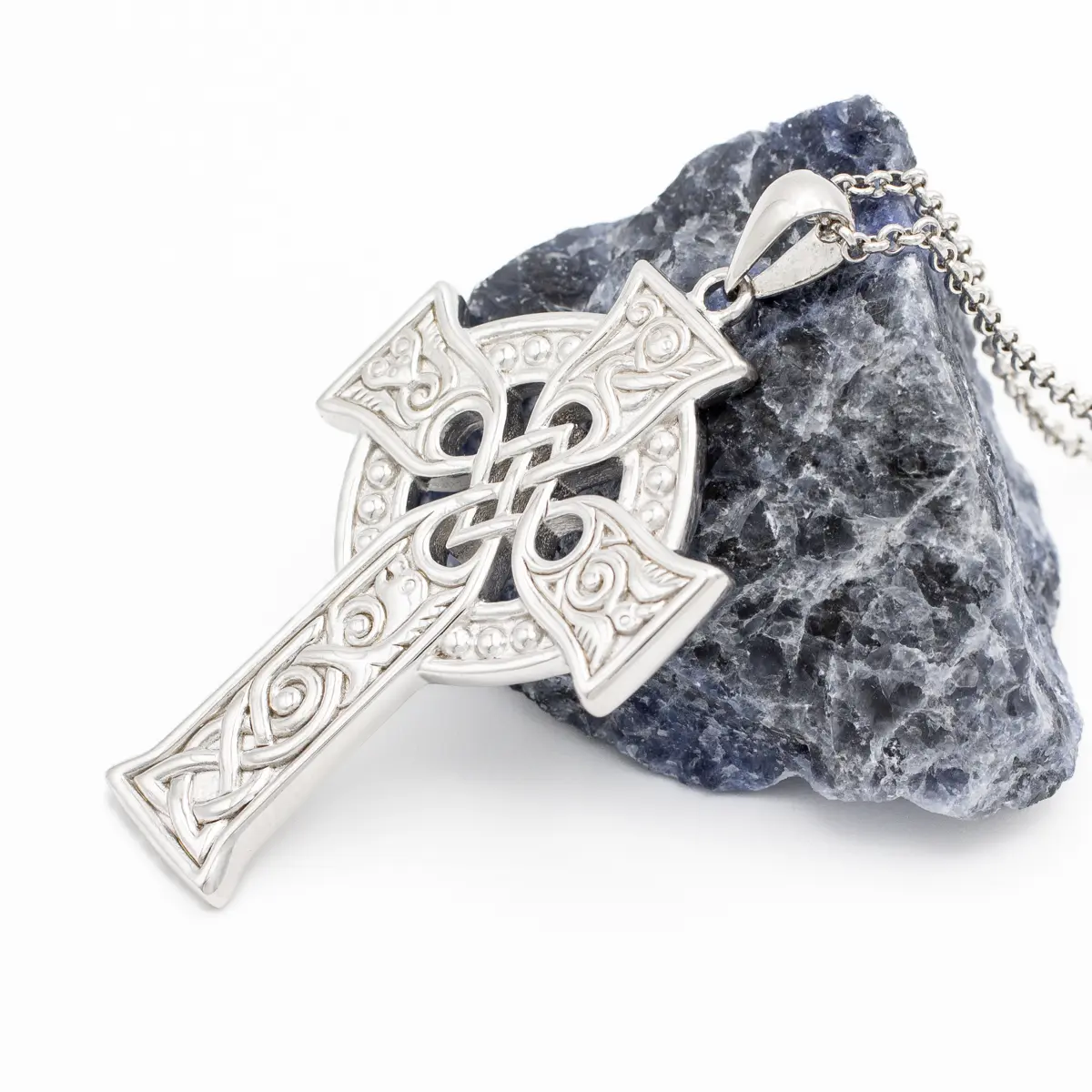 Sterling Silver Large Celtic Cross Four Apostles Pendant Photo 2 
