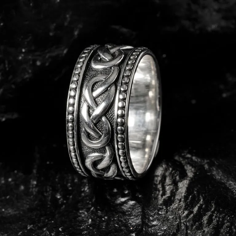 Mens Oxidized Silver Celtic Infinity Knot Ring Photo 2 