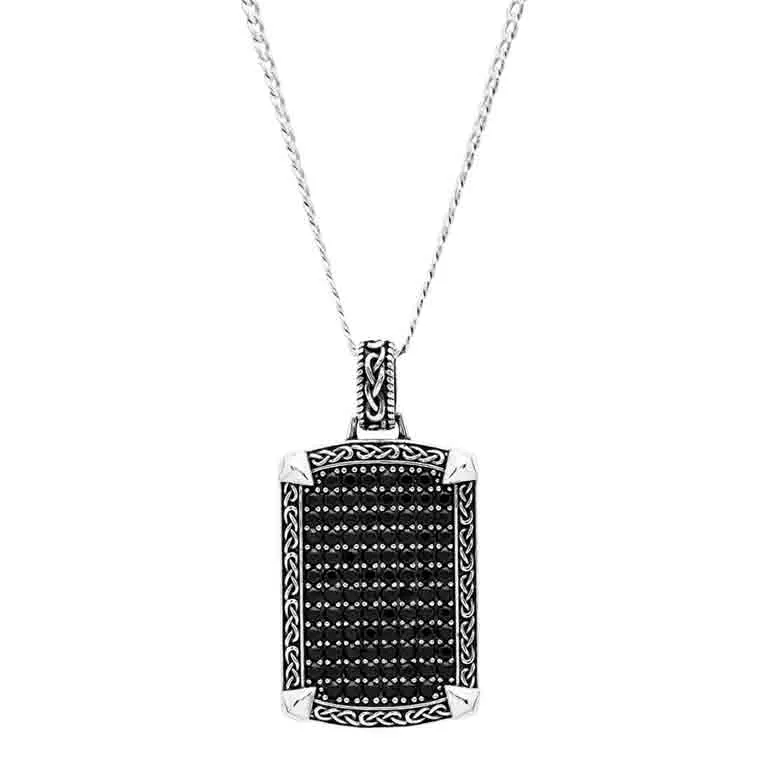 Mens Black Spinel Oxidized Silver Celtic Pendant Photo 4 