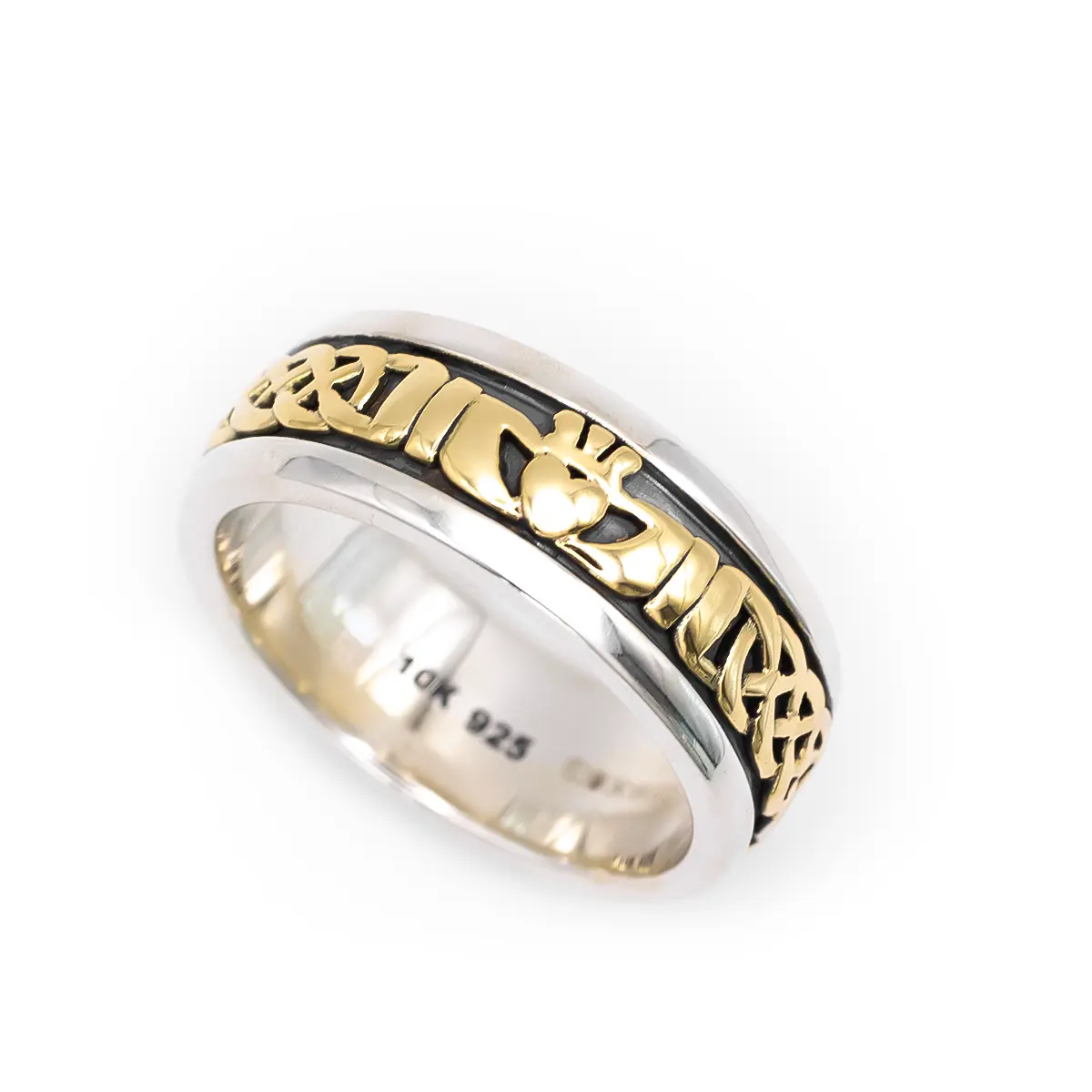 Mens Gold And Silver Claddagh Celtic Ring