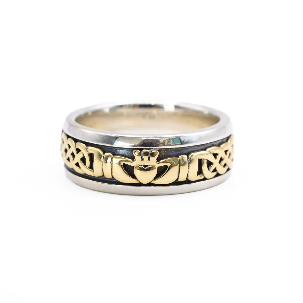 Mens Gold And Silver Claddagh Celtic Ring Photo 2 