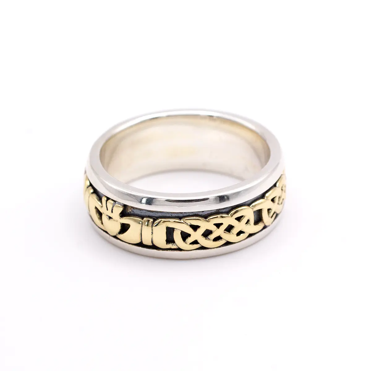 Mens Gold And Silver Claddagh Celtic Ring Photo 3 