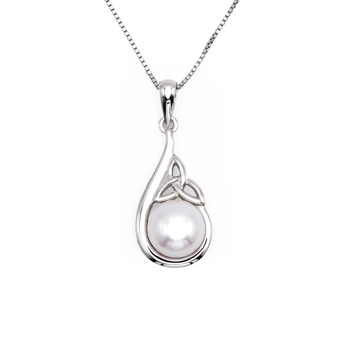 Sterling Silver Trinity Knot Pendant With Freshwater Pearl Photo 3 