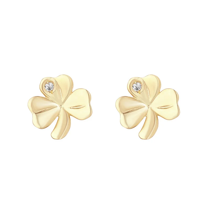 Product Review 10k Gold Shamrock Stud Earrings Set with Cubic Zirconia Stones