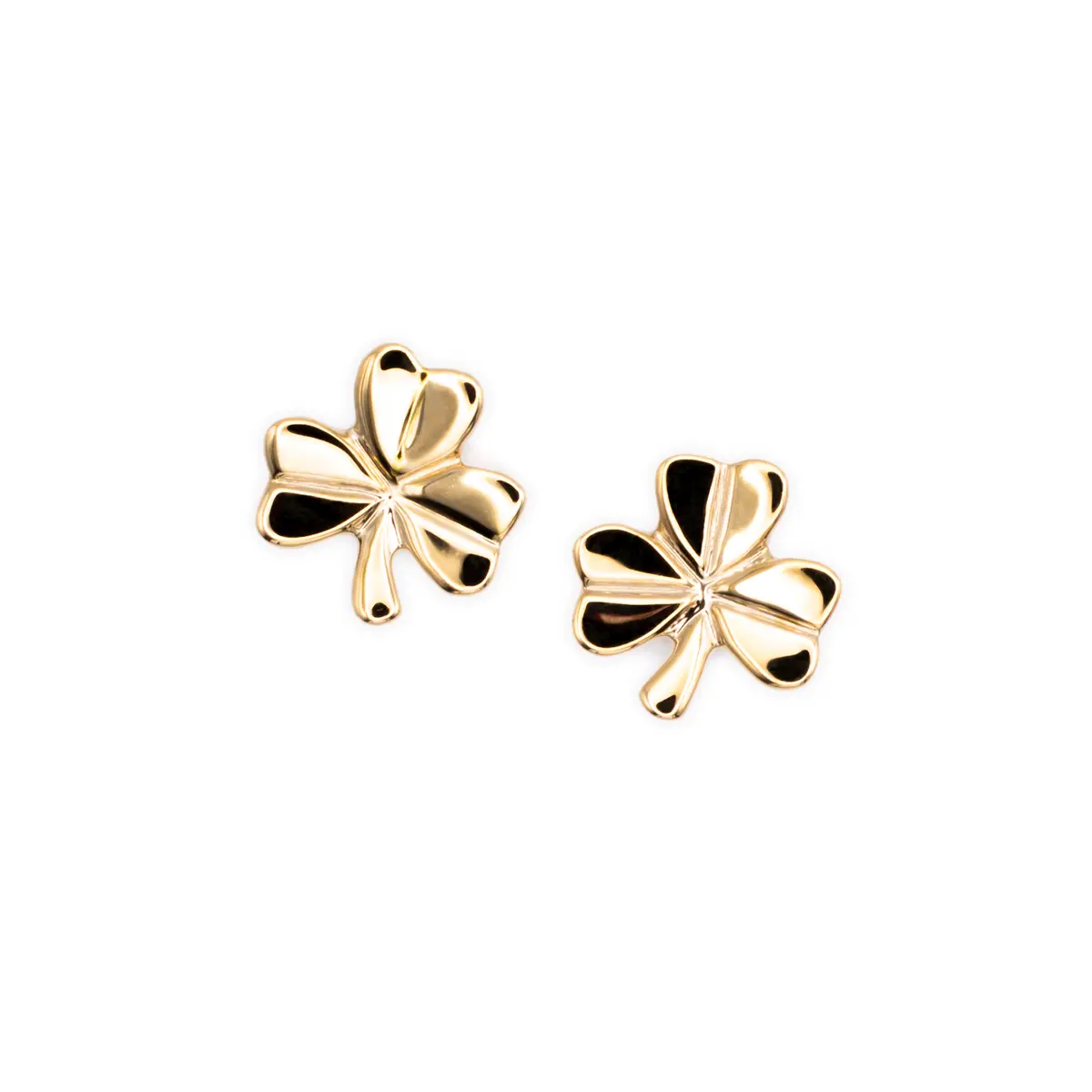 14k Gold Irish Shamrock Stud Earrings 1...