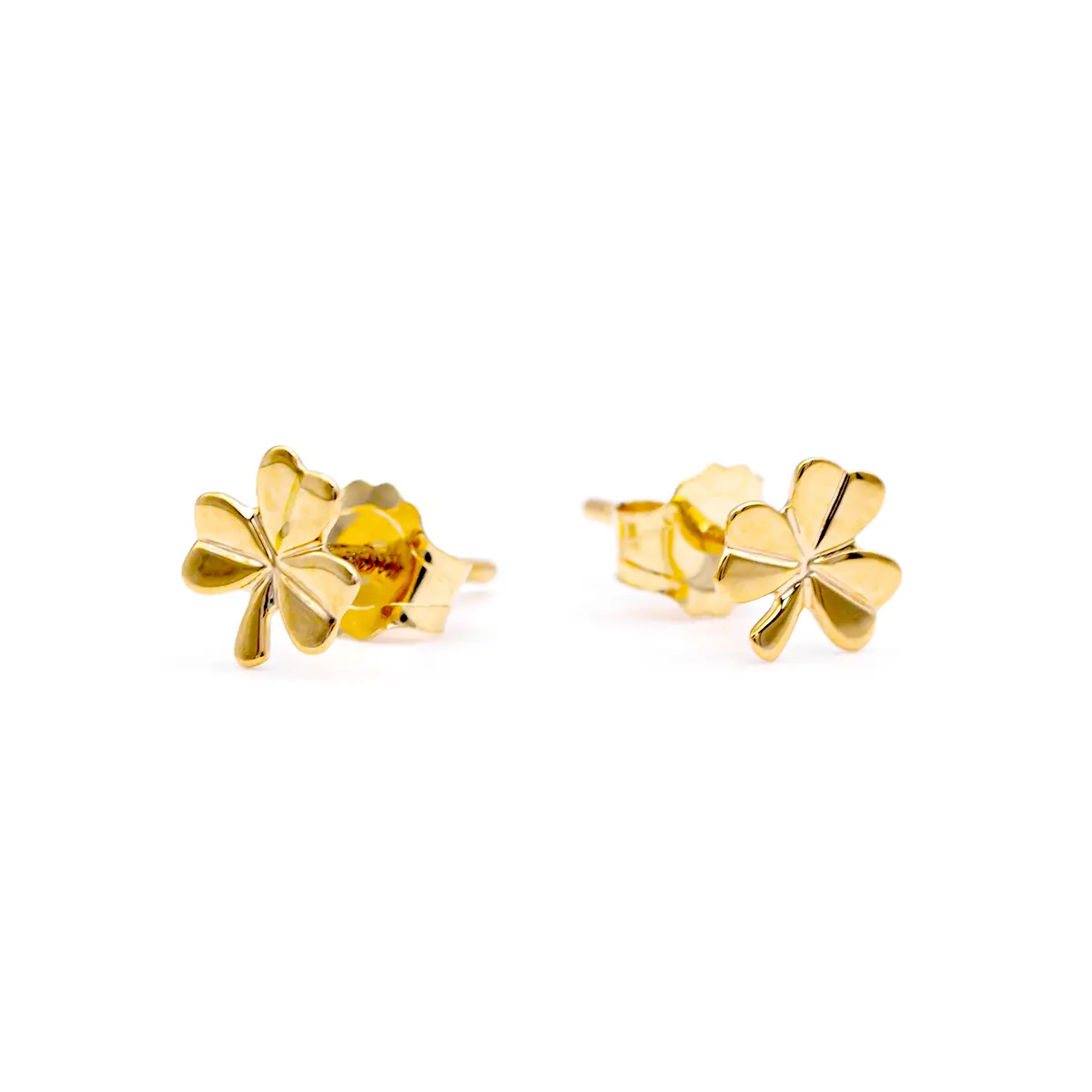 14k Gold Irish Shamrock Stud Earrings 2...