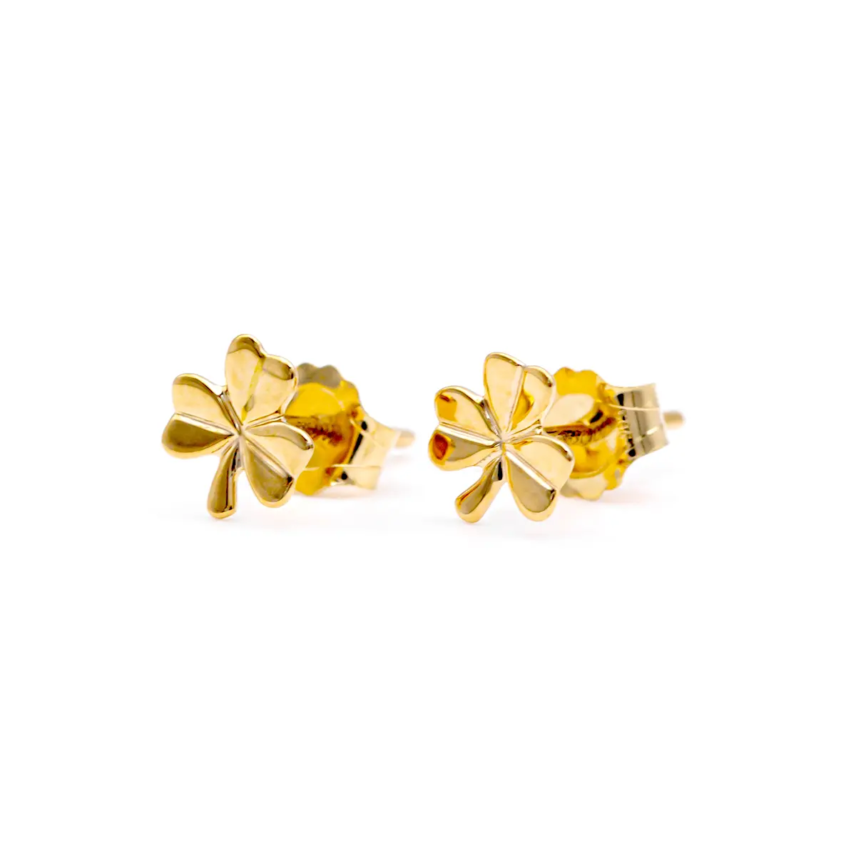 14k Gold Irish Shamrock Stud Earrings 3...