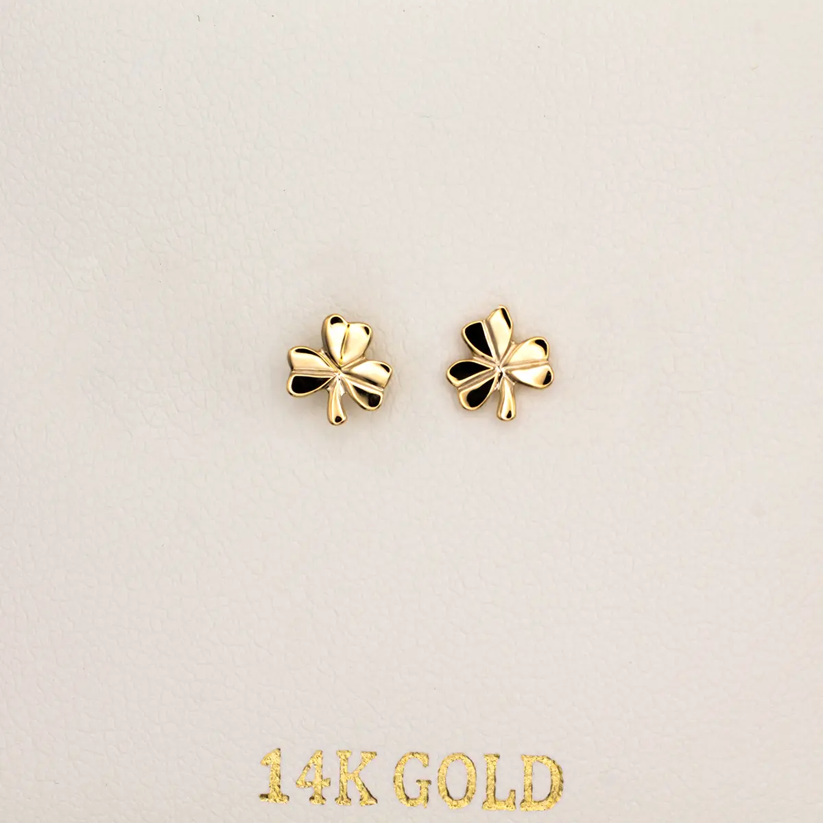 14k Gold Irish Shamrock Stud Earrings 4...