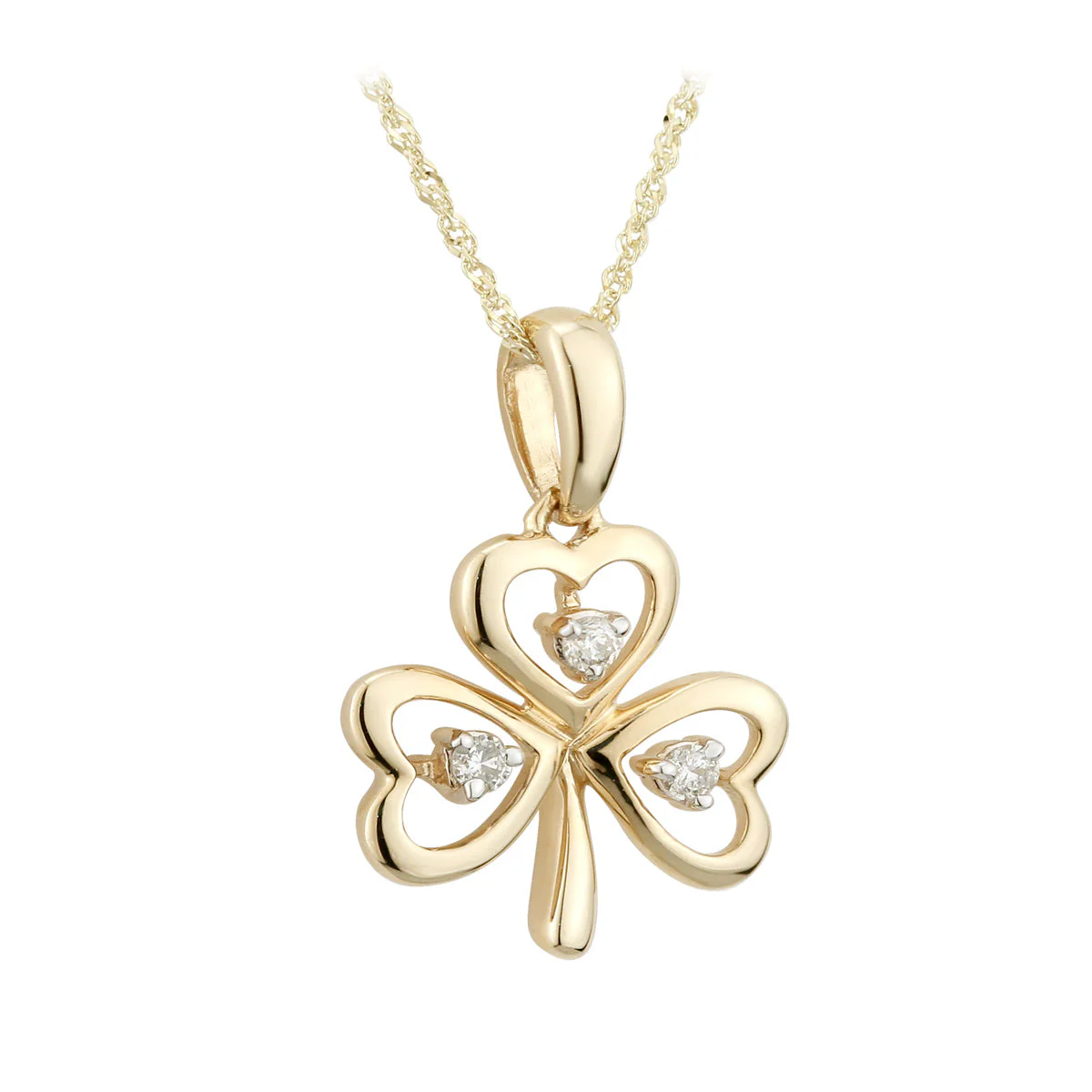 14k Gold Diamond Shamrock Necklace...