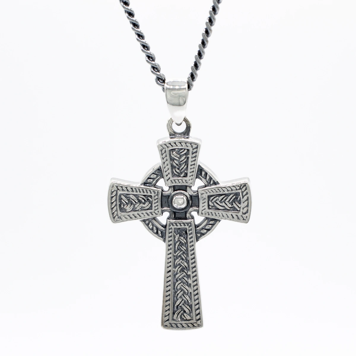 Gents Oxidized Sterling Silver Celtic Cross Pendant Photo 4 