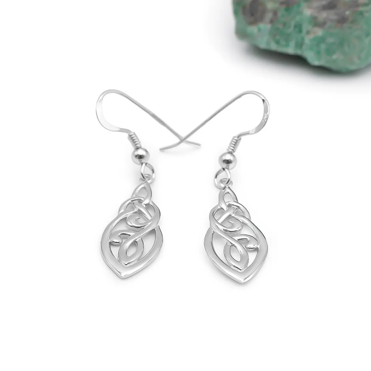Silver Celtic Long Drop Earrings