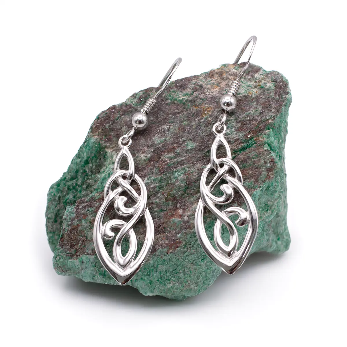 Silver Celtic Long Drop Earrings Photo 3 