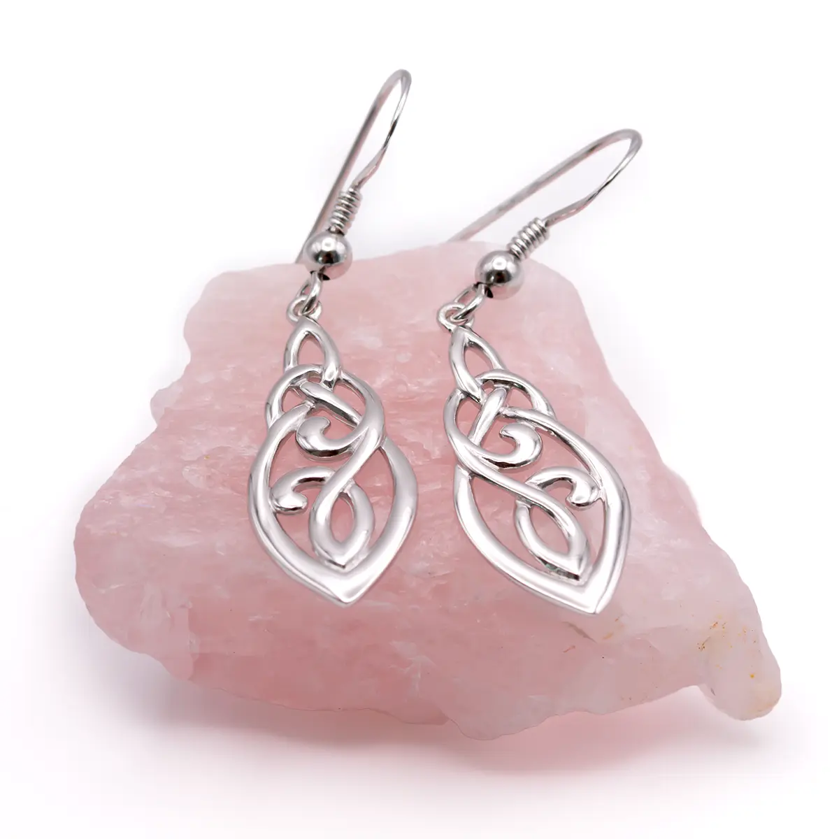 Silver Celtic Long Drop Earrings Photo 5 
