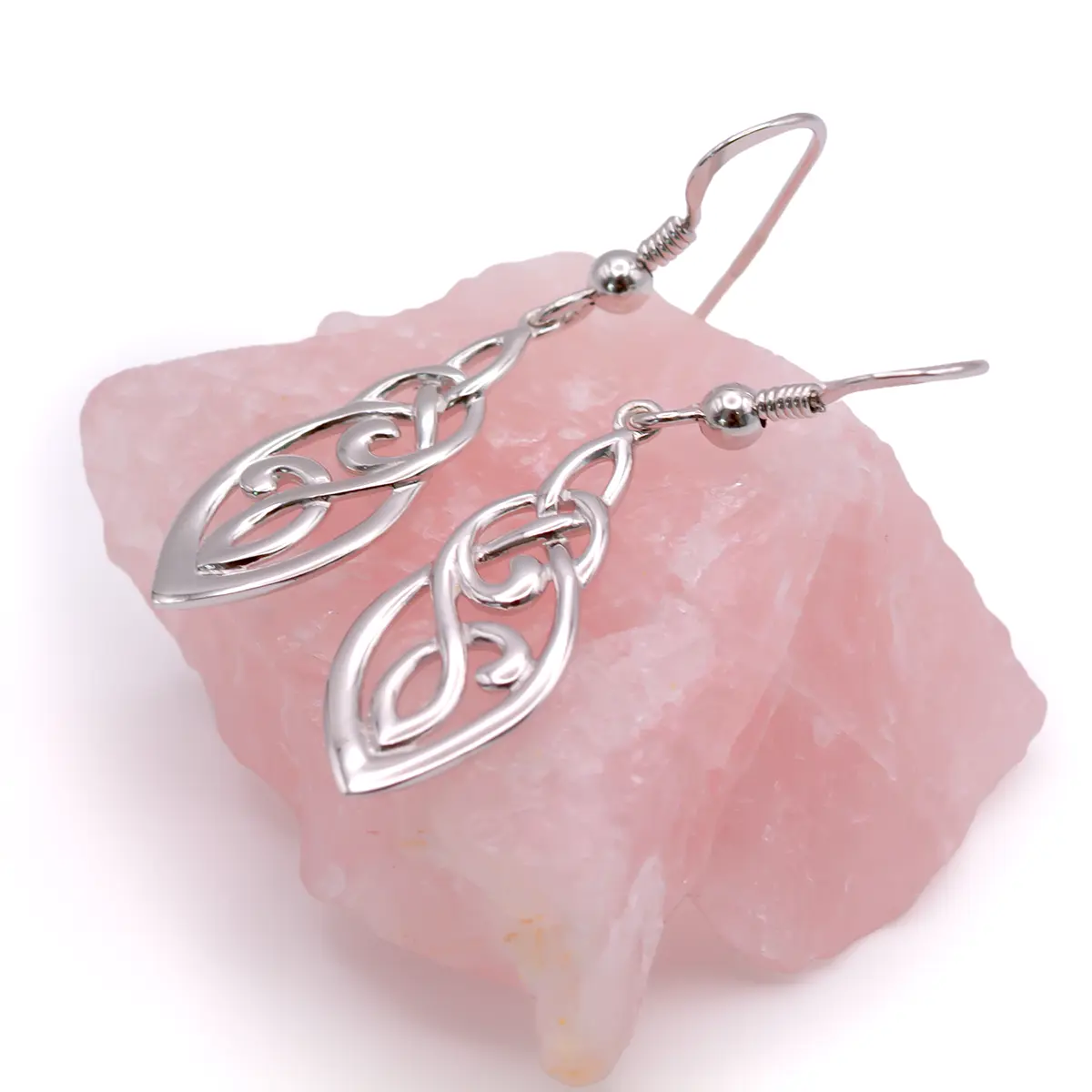 Silver Celtic Long Drop Earrings Photo 7 