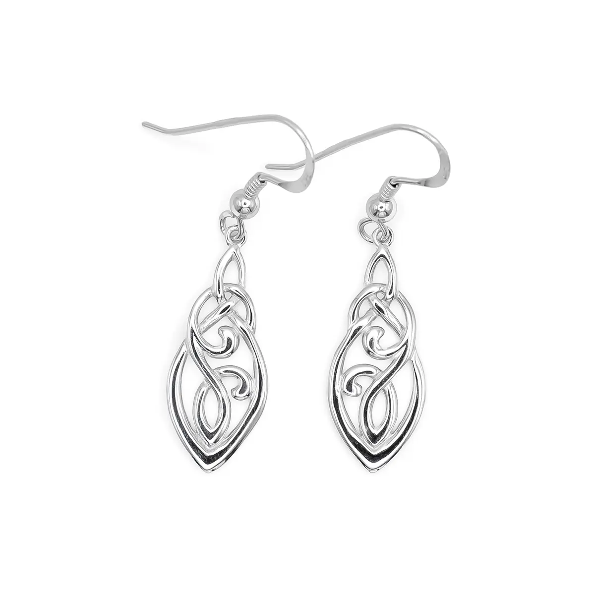Silver Celtic Long Drop Earrings Photo 6 