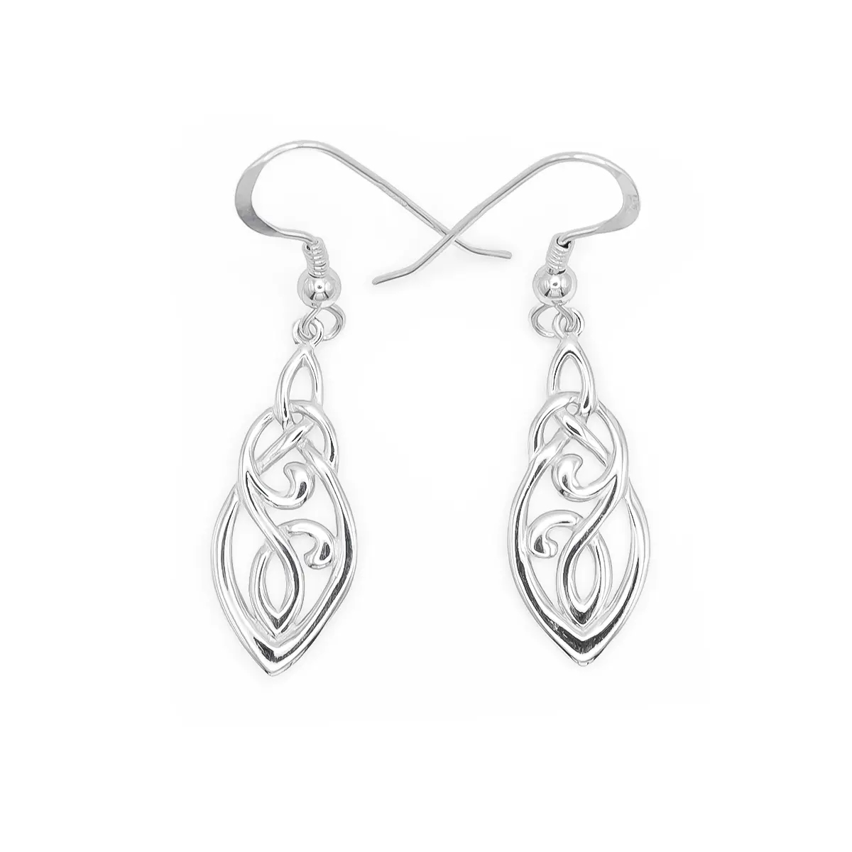 Silver Celtic Long Drop Earrings Photo 4 