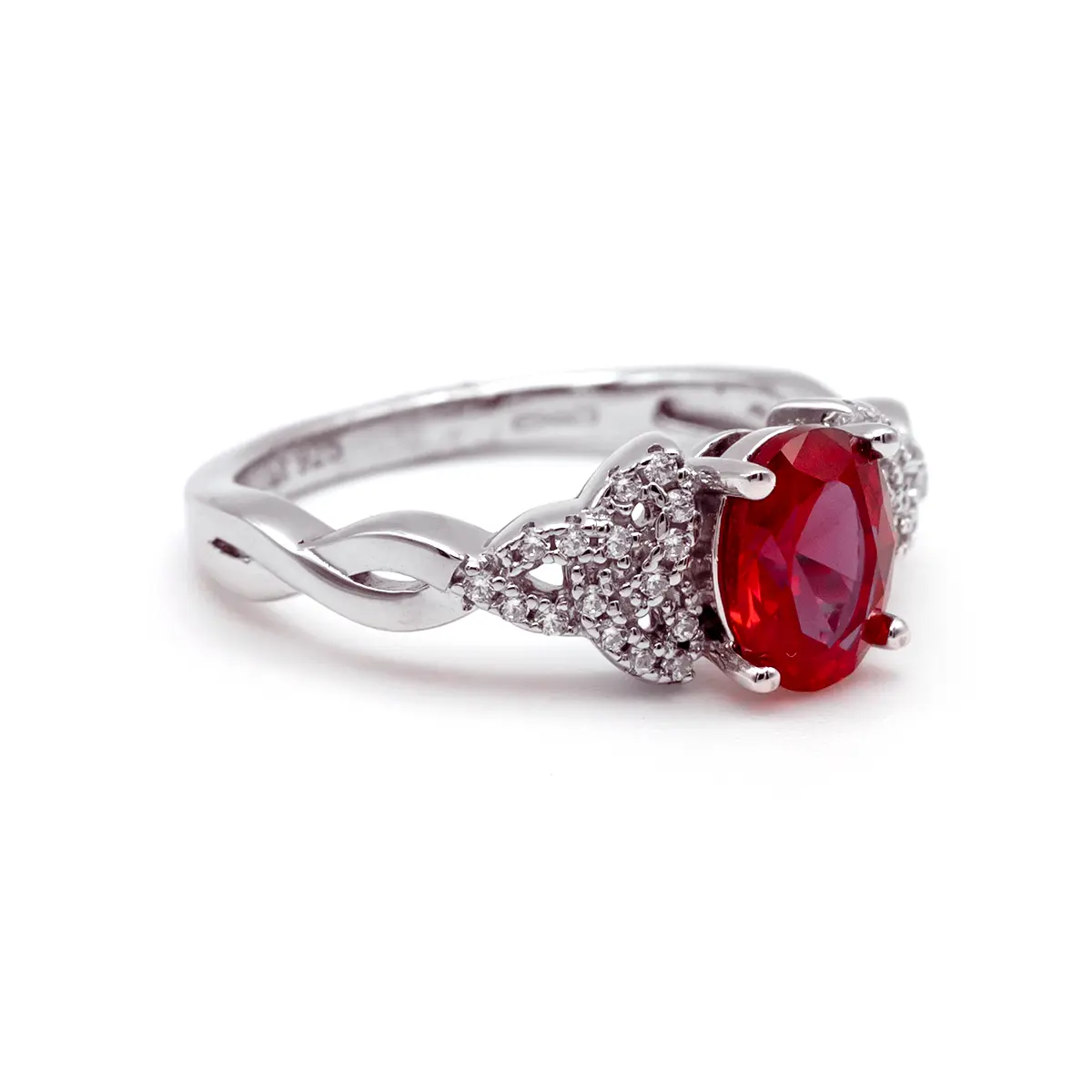 January Birthstone Silver Trinity Knot Ring
