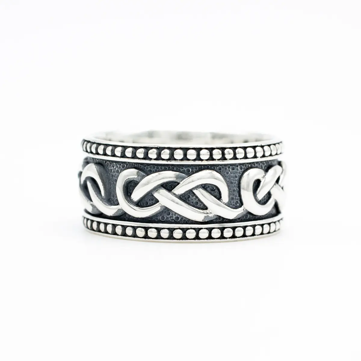 Mens Oxidized Silver Celtic Infinity Knot Ring Photo 3 