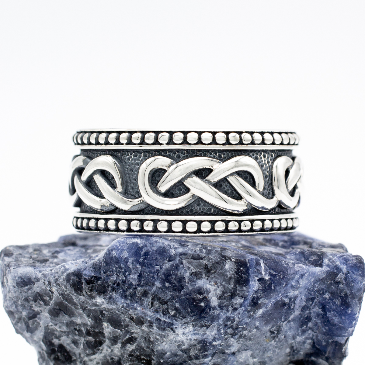 Mens Oxidized Silver Celtic Infinity Knot Ring Photo 2 