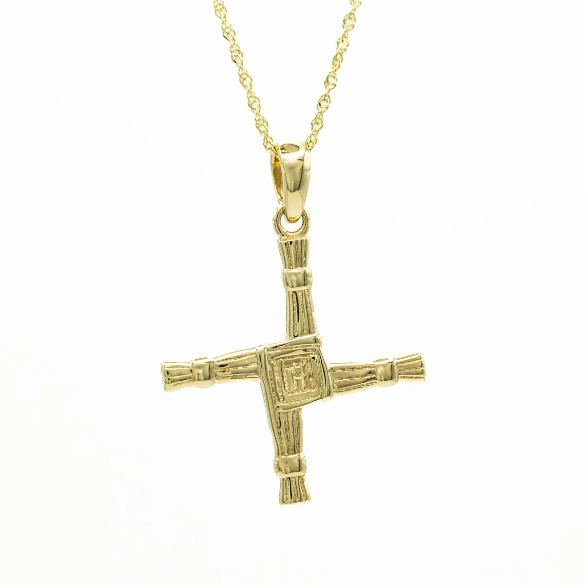 Double Sided St Brigids Cross Pendant in 14k Gold Photo 2 