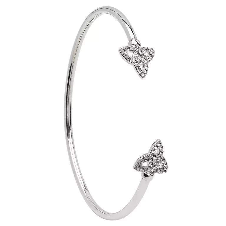 1 Silver Celtic Trinity Bangle Adorned With Swarovski Crystal SW70 4...