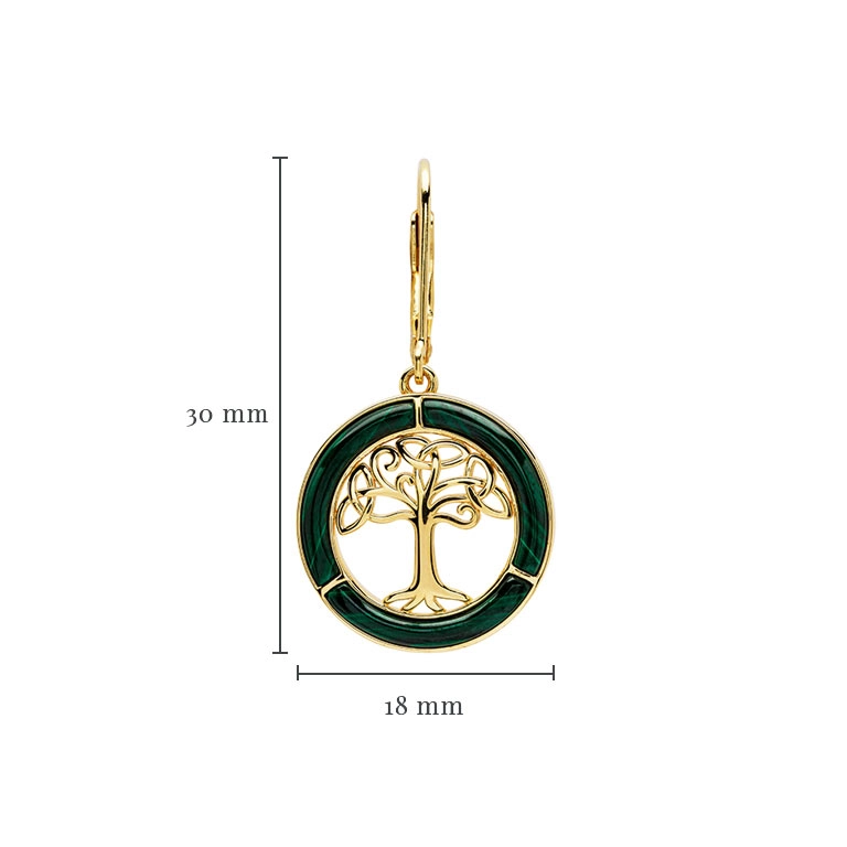 Gold Vermeil Malachite Tree of Life Earrings Photo 2 
