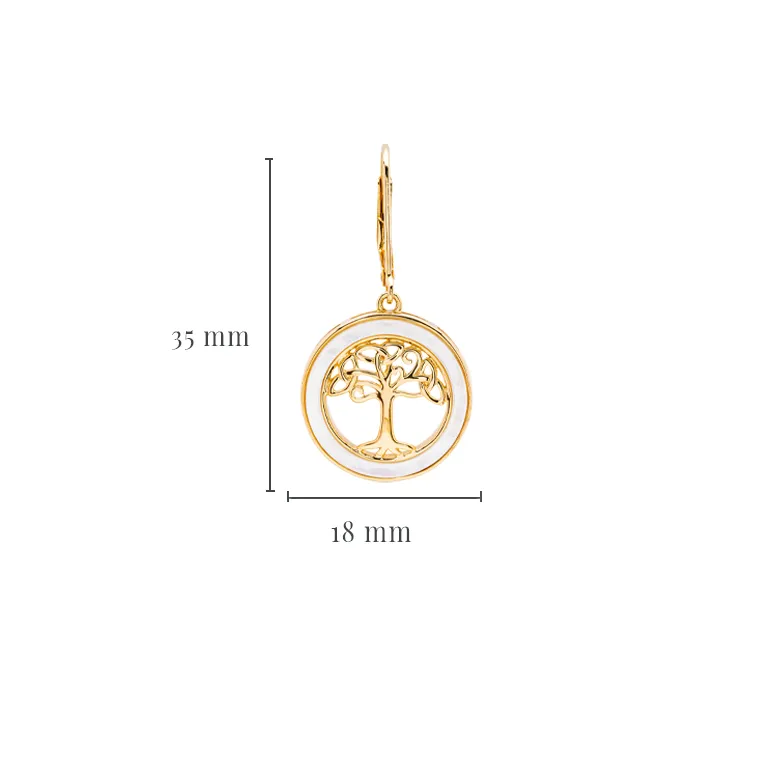 Gold Vermeil Mother of Pearl Tree of Life Earrings Photo 2 