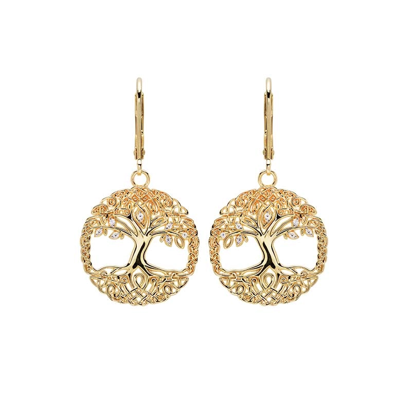 Gold Vermeil Tree of Life Drop Earrings