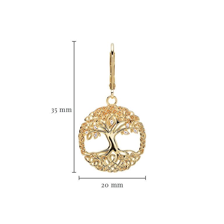 Gold Vermeil Tree of Life Drop Earrings Photo 2 