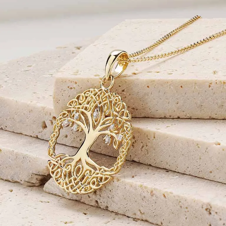 14k Gold Diamond Celtic Tree of Life Necklace Photo 2 