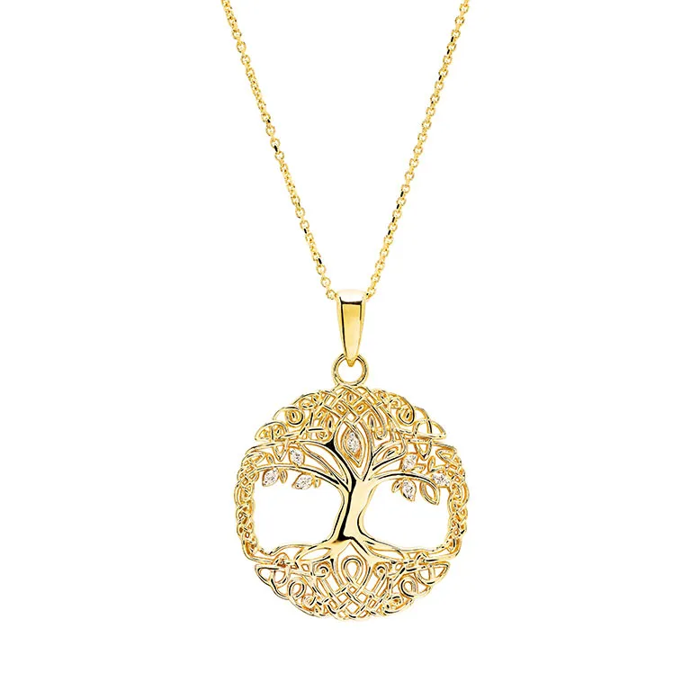 14k Gold Diamond Celtic Tree of Life Necklace Photo 3 