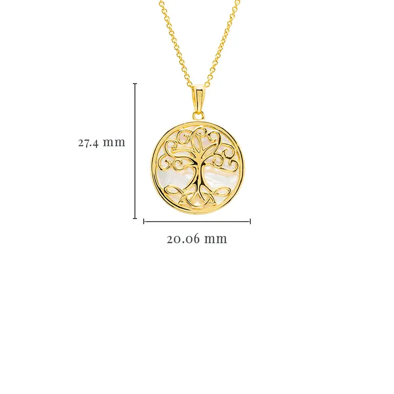 14K Gold Vermeil Tree of Life Necklace set with Mother of Pearl Photo 3 