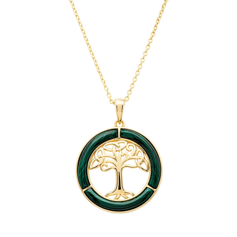 Gold Vermeil Malachite Tree of Life Necklace Photo 3 