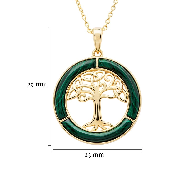Gold Vermeil Malachite Tree of Life Necklace Photo 2 