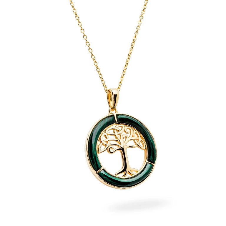 Gold Vermeil Malachite Tree of Life Necklace Photo 7 