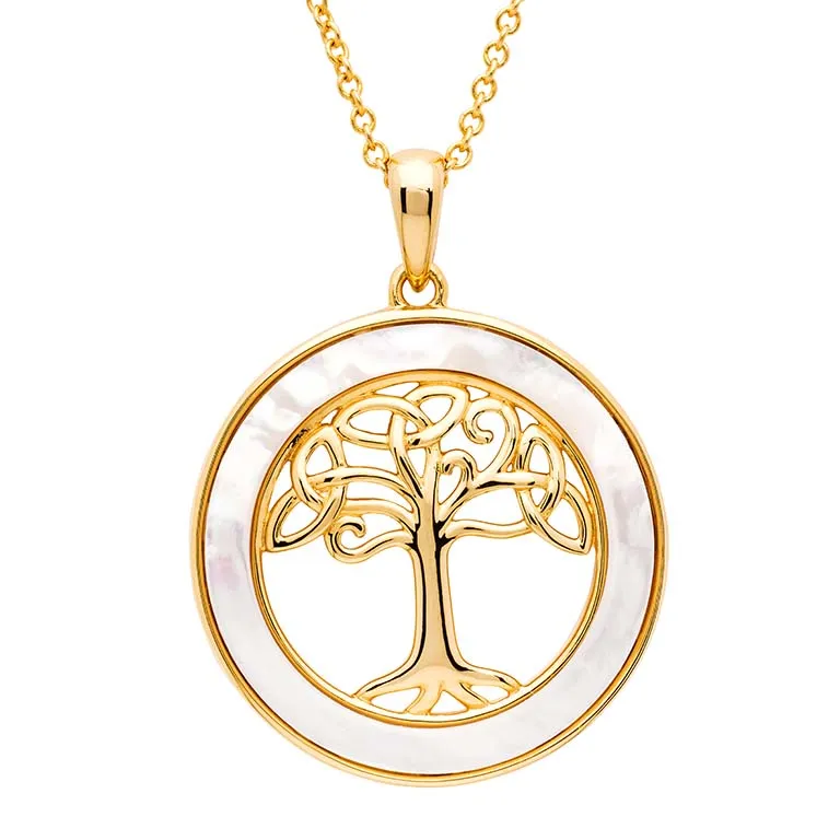 Gold Vermeil Mother of Pearl Tree of Life Necklace