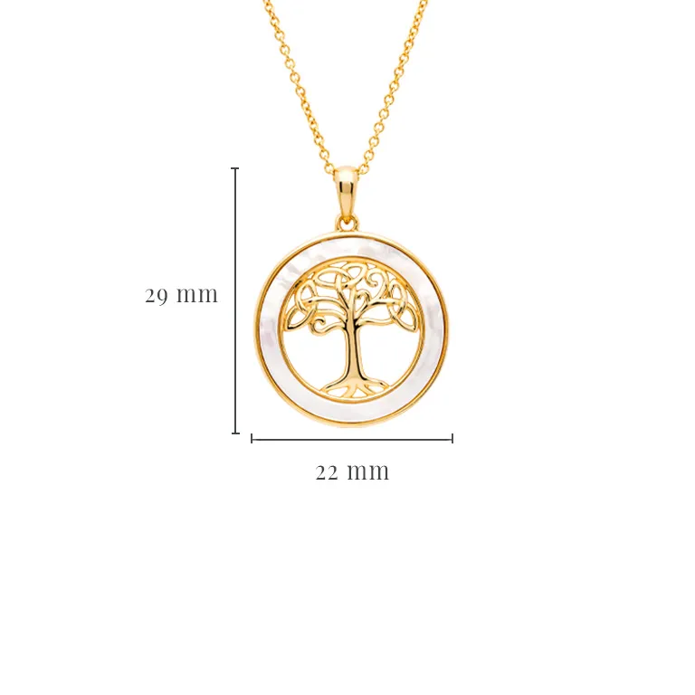 Gold Vermeil Mother of Pearl Tree of Life Necklace Photo 3 