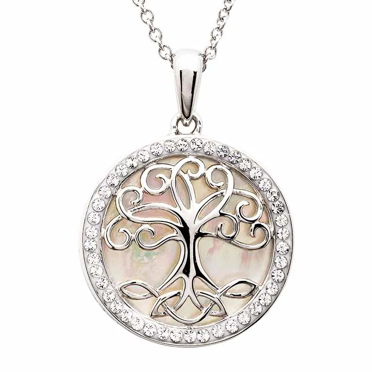 Mother of Pearl Silver Tree of Life Necklace