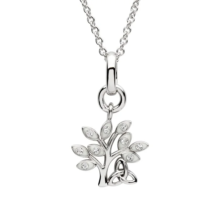 Sterling Silver Tree of Life Necklace with Crystals