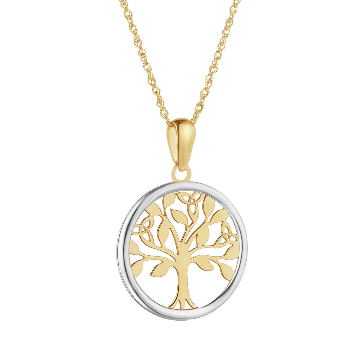 Two Tone Gold Tree Of Life Necklace