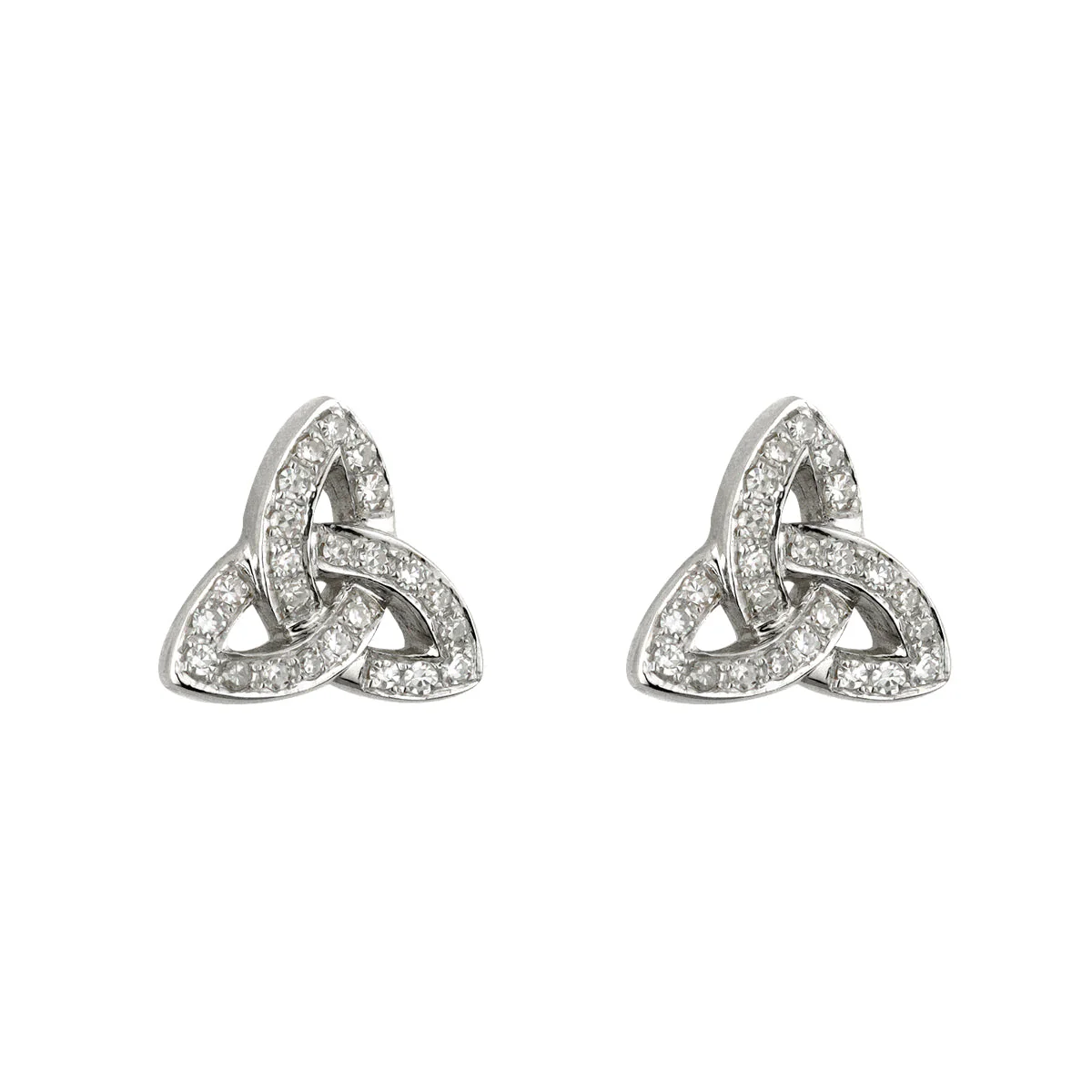 14k White Gold Diamond Celtic Trinity Knot Earrings
