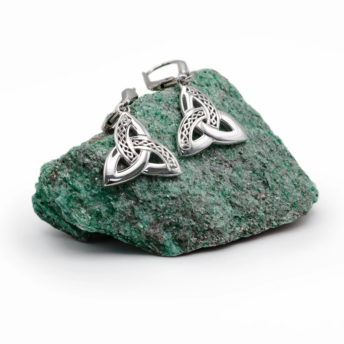 Celtic Trinity Knot Drop Earrings in Sterling Silver Photo 5 