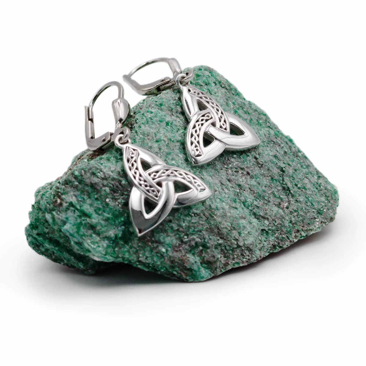 Celtic Trinity Knot Drop Earrings in Sterling Silver Photo 2 