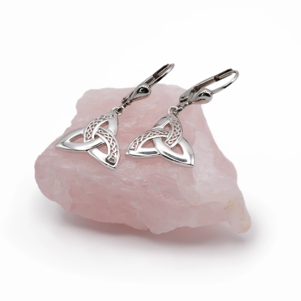 Celtic Trinity Knot Drop Earrings in Sterling Silver Photo 4 
