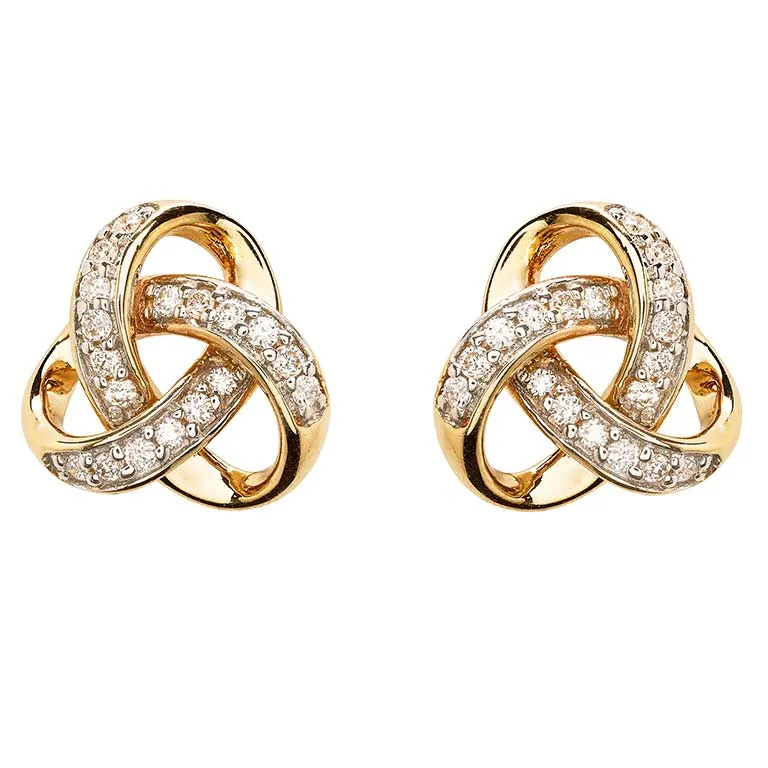 Diamond Studded Celtic Knot Stud Earrings...