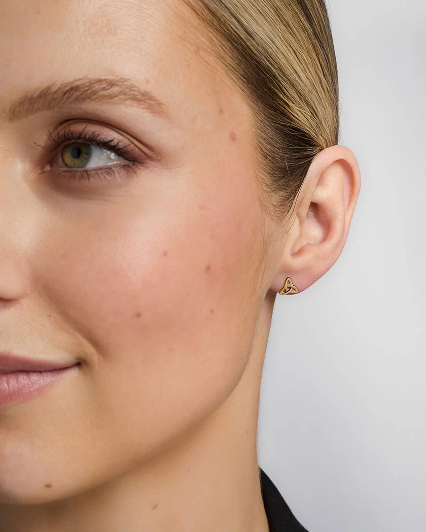 Petite Trinity Knot Stud Earrings in 14k Gold Photo 4 