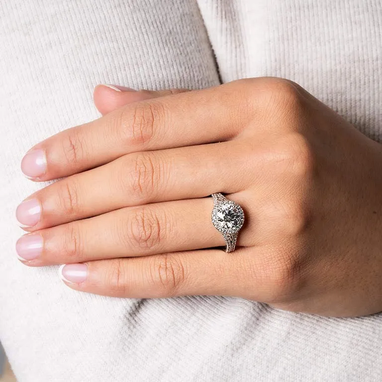 White Gold Diamond Halo Trinity Knot Engagement Ring Photo 2 