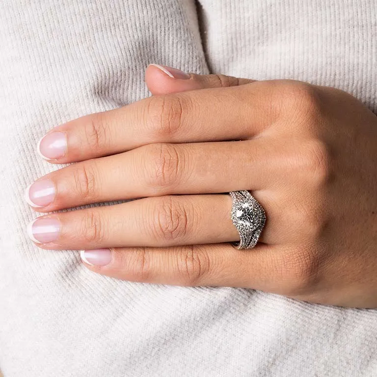White Gold Diamond Halo Trinity Knot Engagement Ring Photo 4 